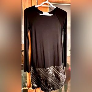 Anthropologie BAILEY 44 UNIQUE black midi dress size small